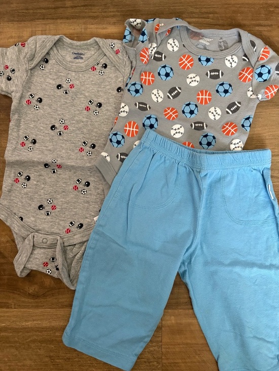 Gerber Other - Gerber Gray and Light Blue Baby Matching Set - Sports Print
